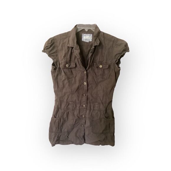 Vintage Maurices Button Down Cap Sleeve Shirt Size: M - Picture 1 of 8